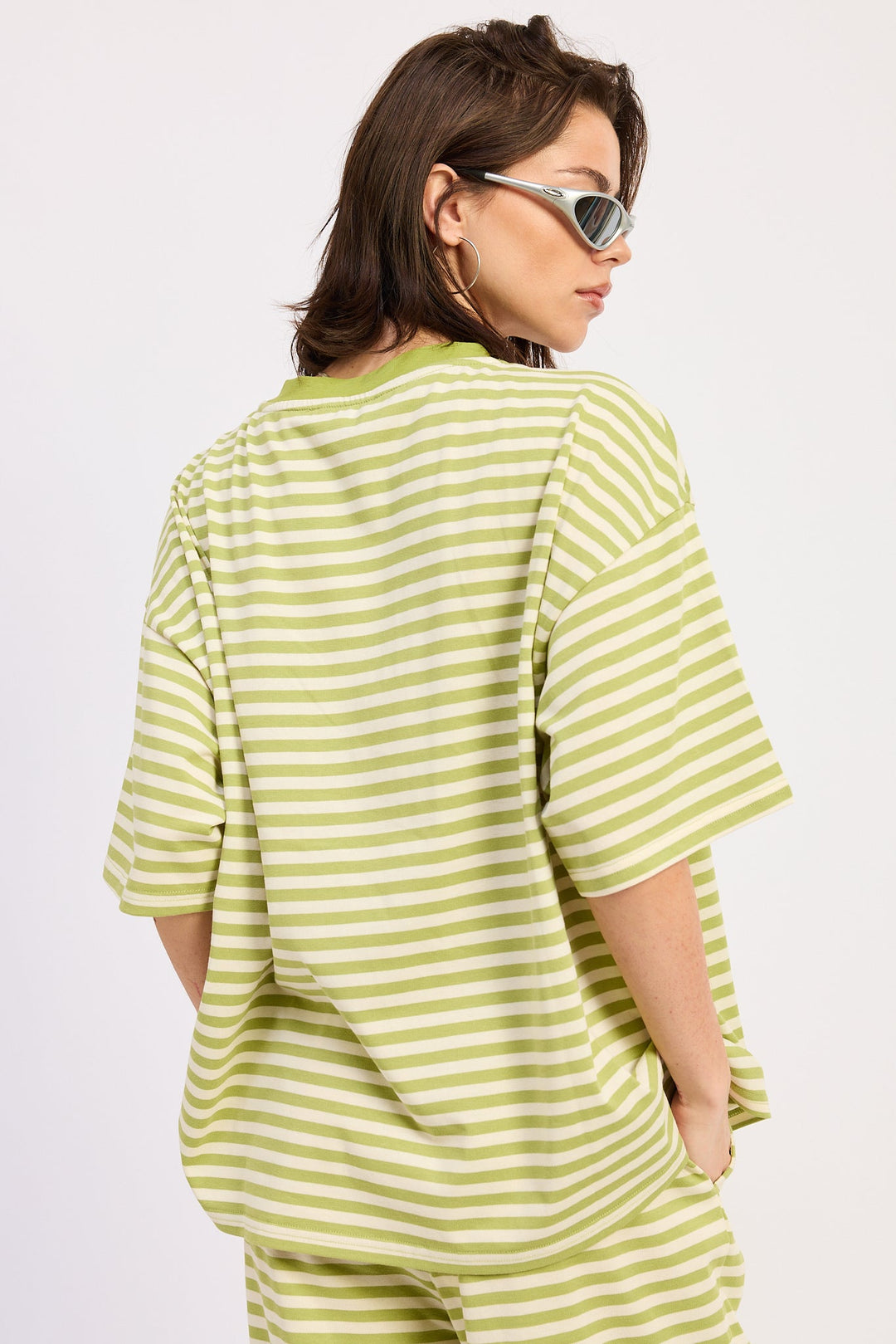 Avocado Ivory Stripe Nerina Oversized Shirt
