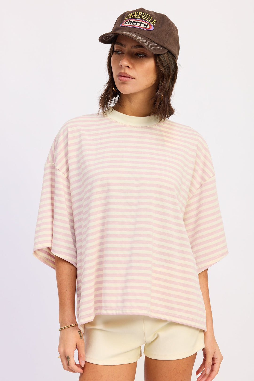 Pink Ivory Stripe Nerina Oversized Shirt