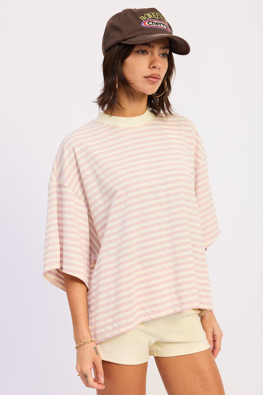 Pink Ivory Stripe Nerina Oversized Shirt