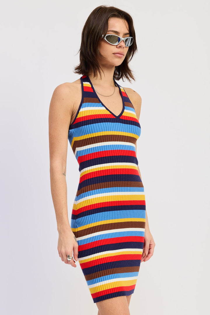 Navy Multi Calyx Mini Dress