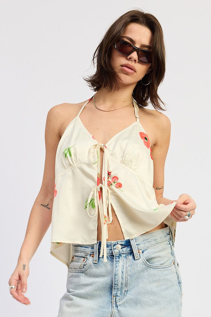 Ivory Multi Mirella Halter Top