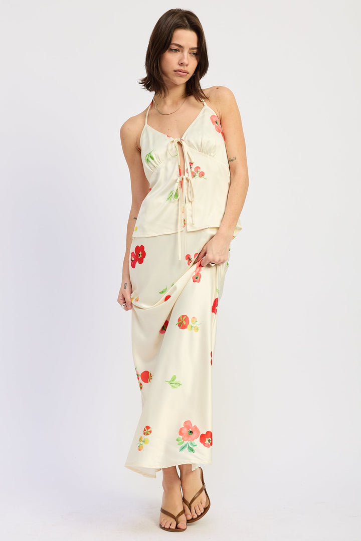 Ivory Multi Emelia Midi Skirt