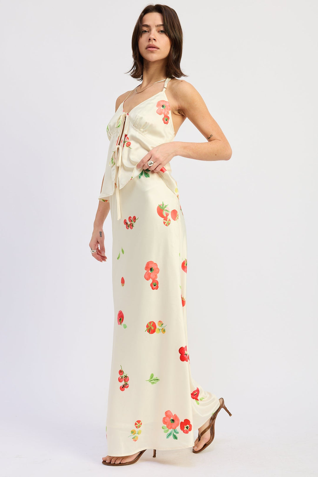 Ivory Multi Emelia Midi Skirt