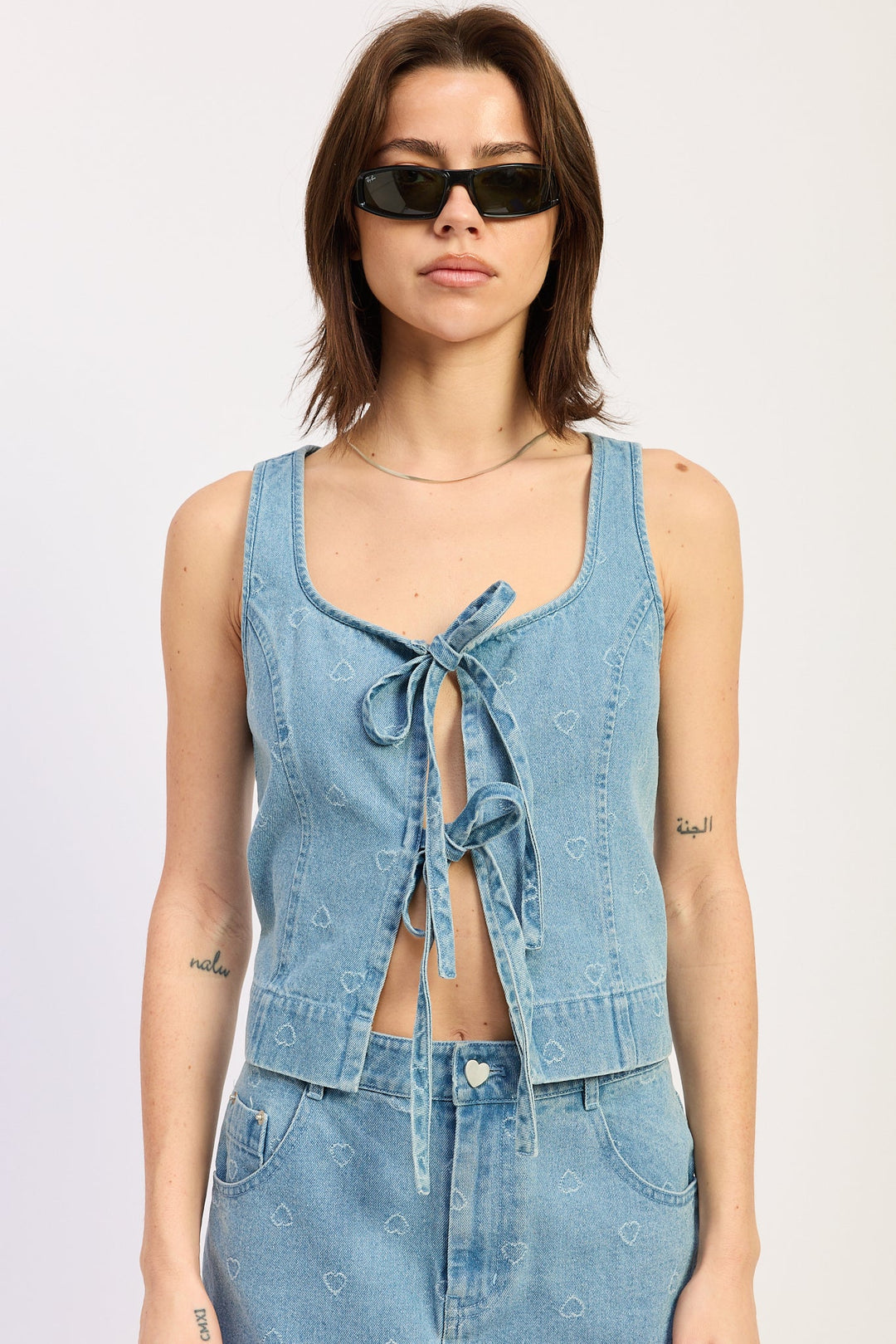 Light Blue Denim Solene Tie Top