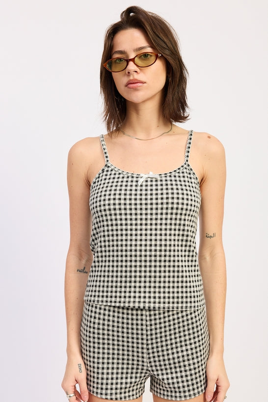 Black Gingham Vivia Tank Top