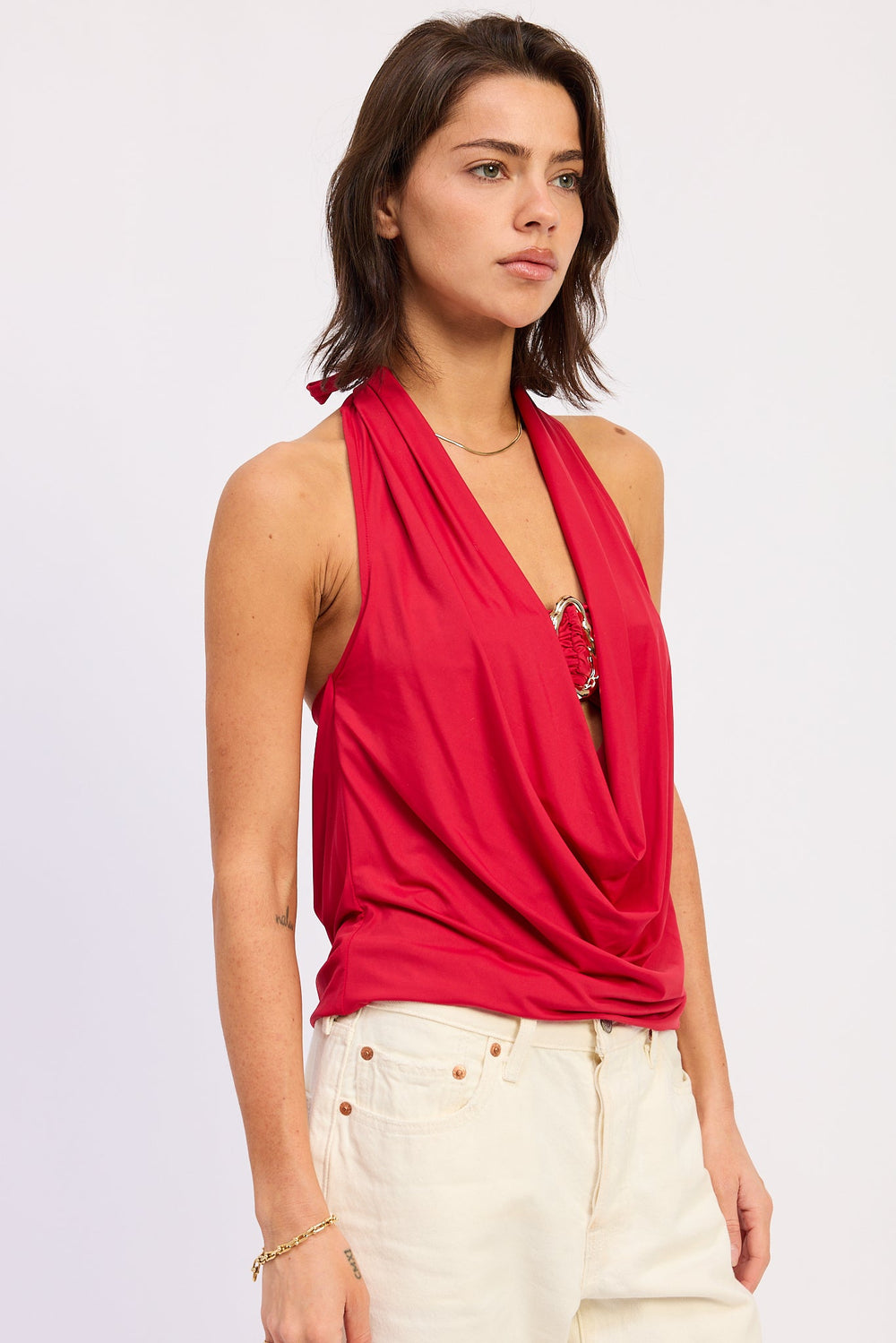 Red Orelia Cowl Top