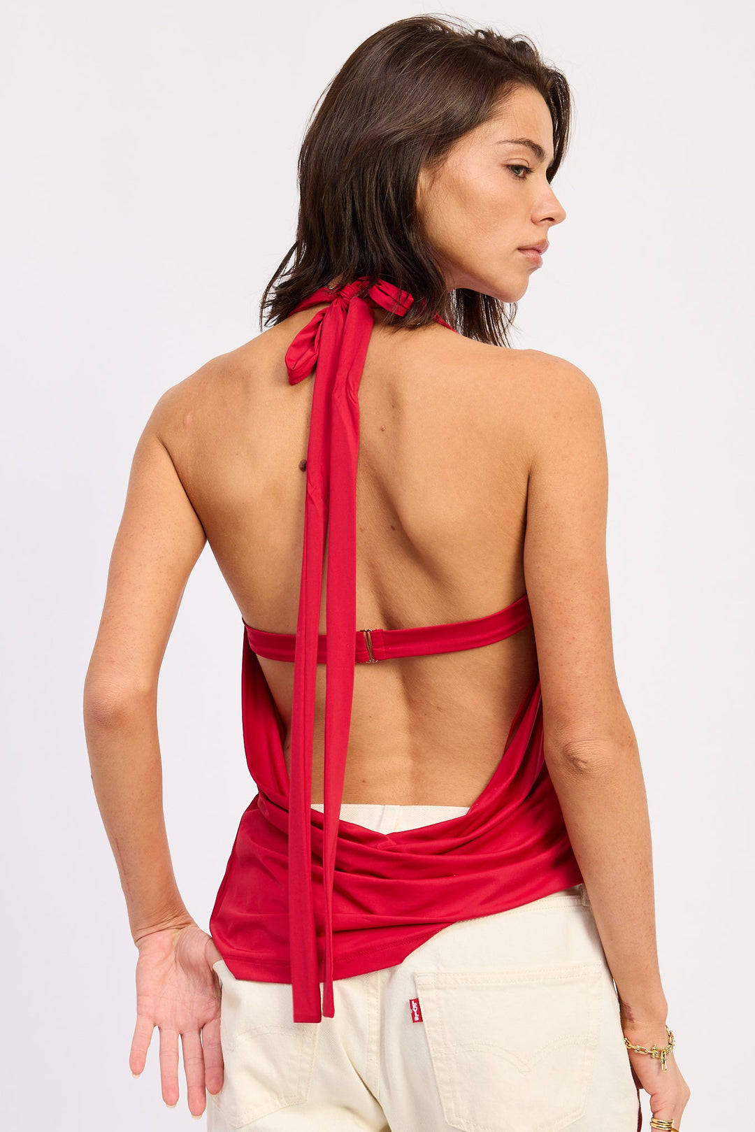 Red Orelia Cowl Top