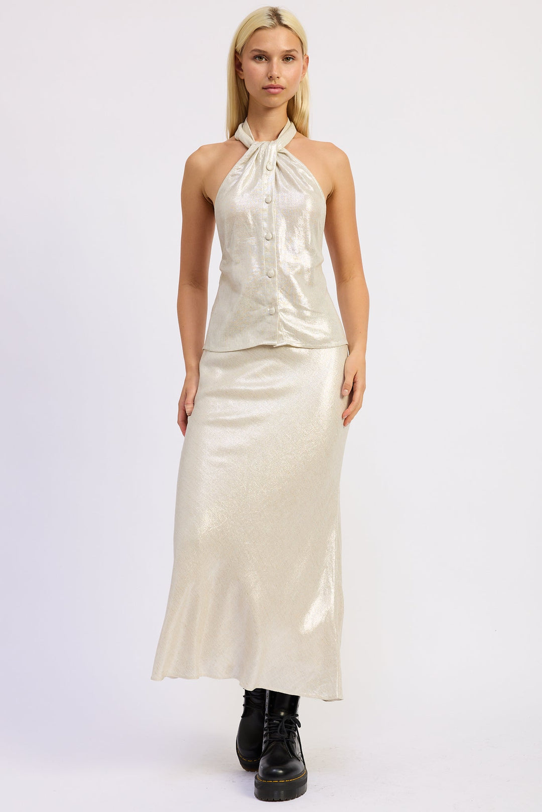 Champagne Hani Midi Skirt