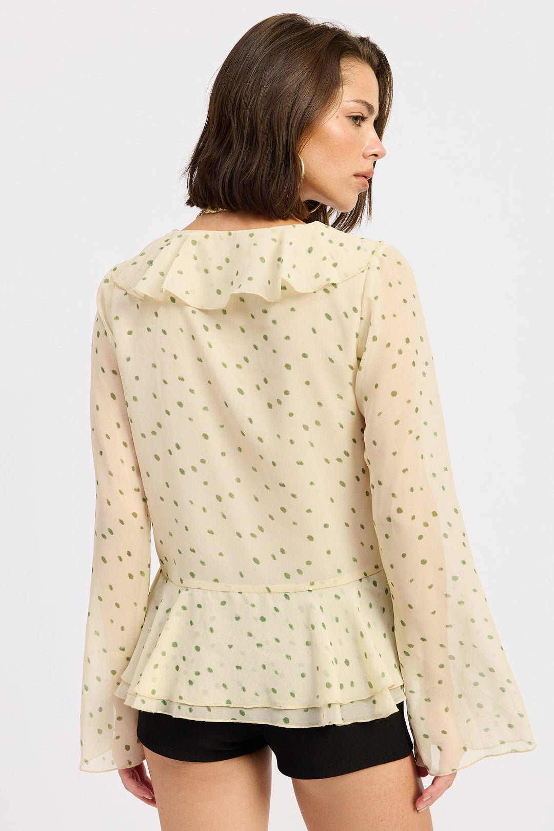 Ivory Green Betty Flutter Top