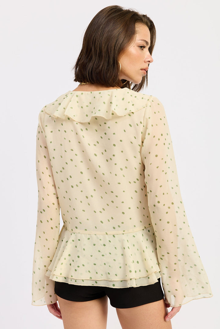 Ivory Green Betty Flutter Top