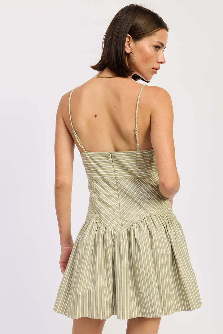 Sage Stripe Loden Mini Dress