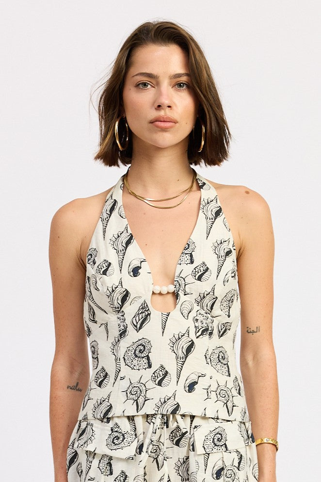 Ivory Black Pia Top