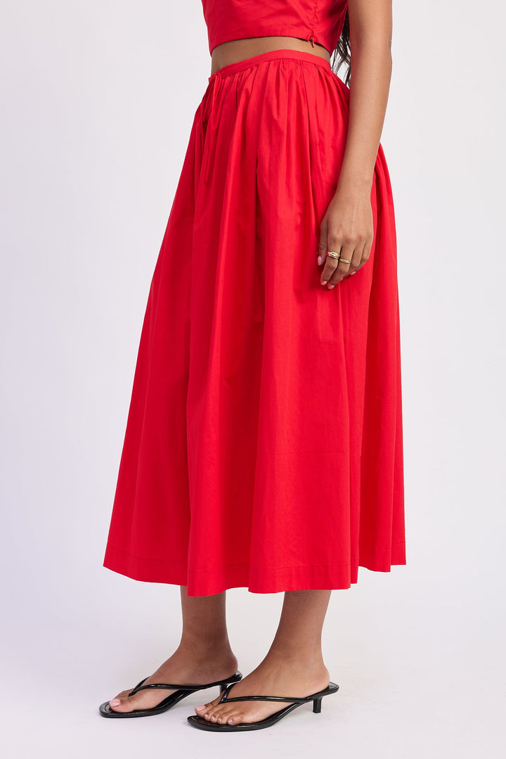 Red Poppy Midi Skirt