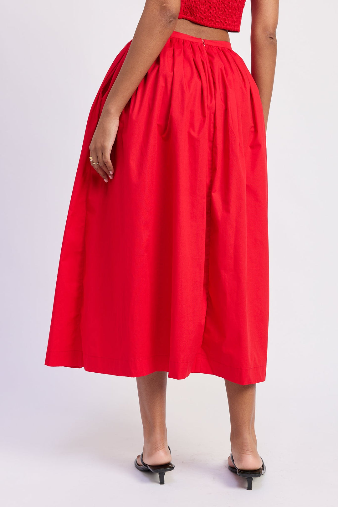 Red Poppy Midi Skirt