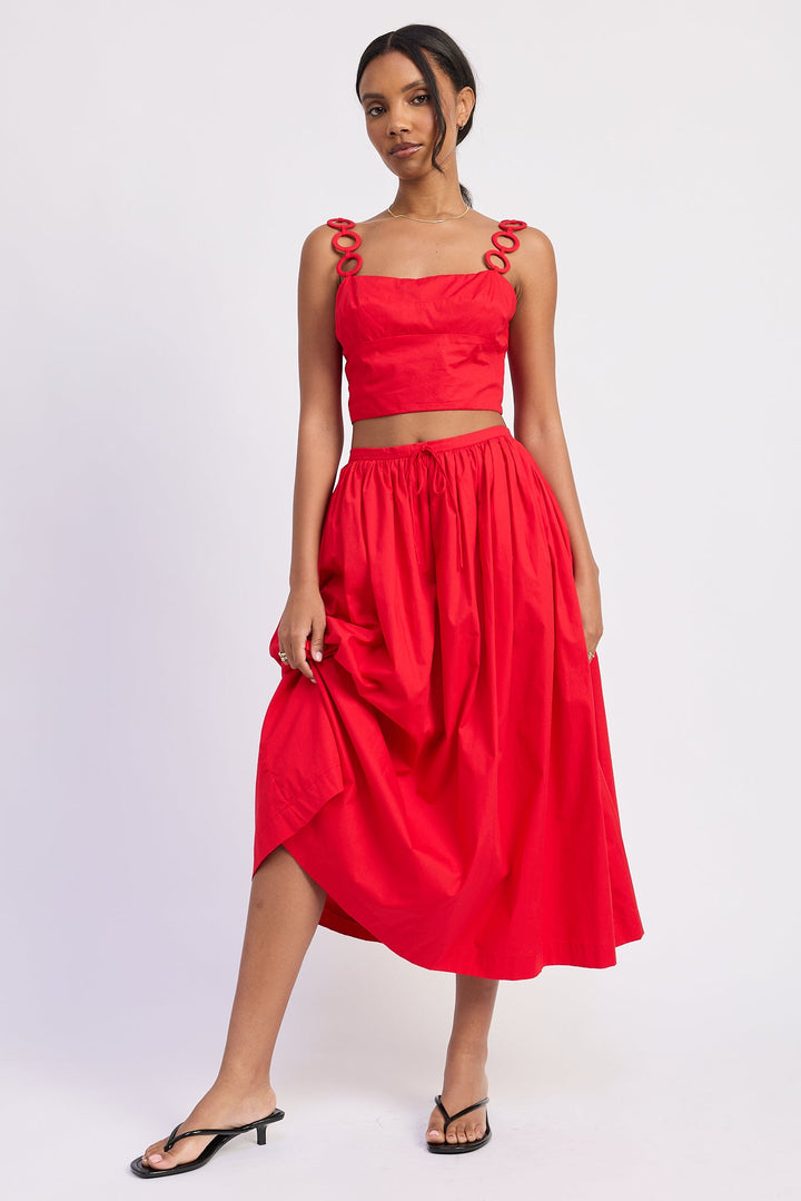 Red Poppy Midi Skirt