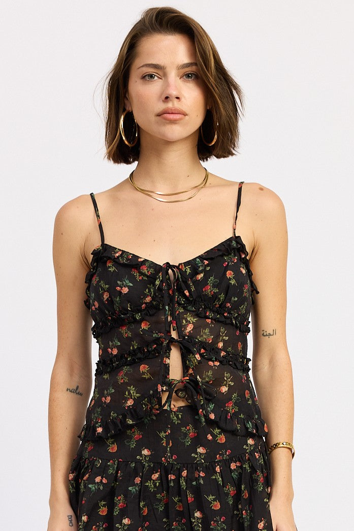 Black Floral Briony Cami Top