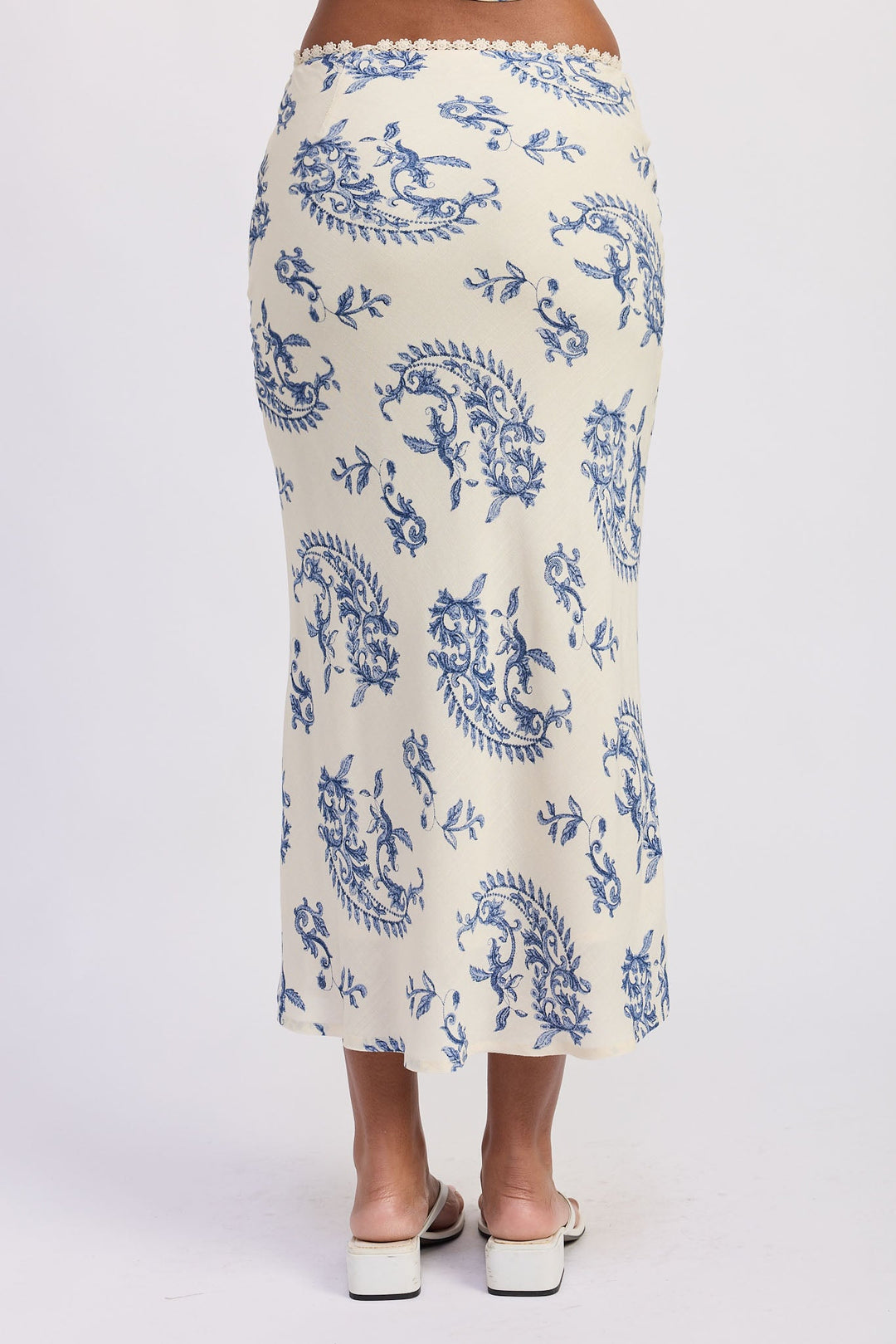Ivory Blue Amarine Midi Skirt