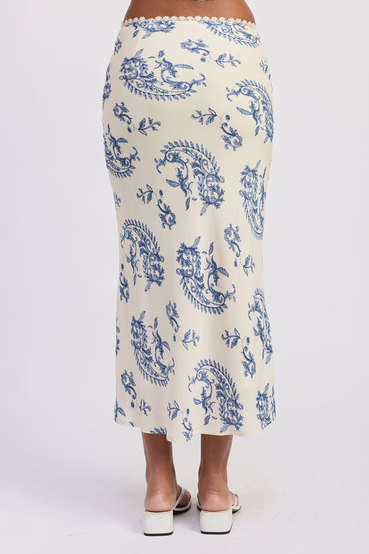 Ivory Blue Amarine Midi Skirt
