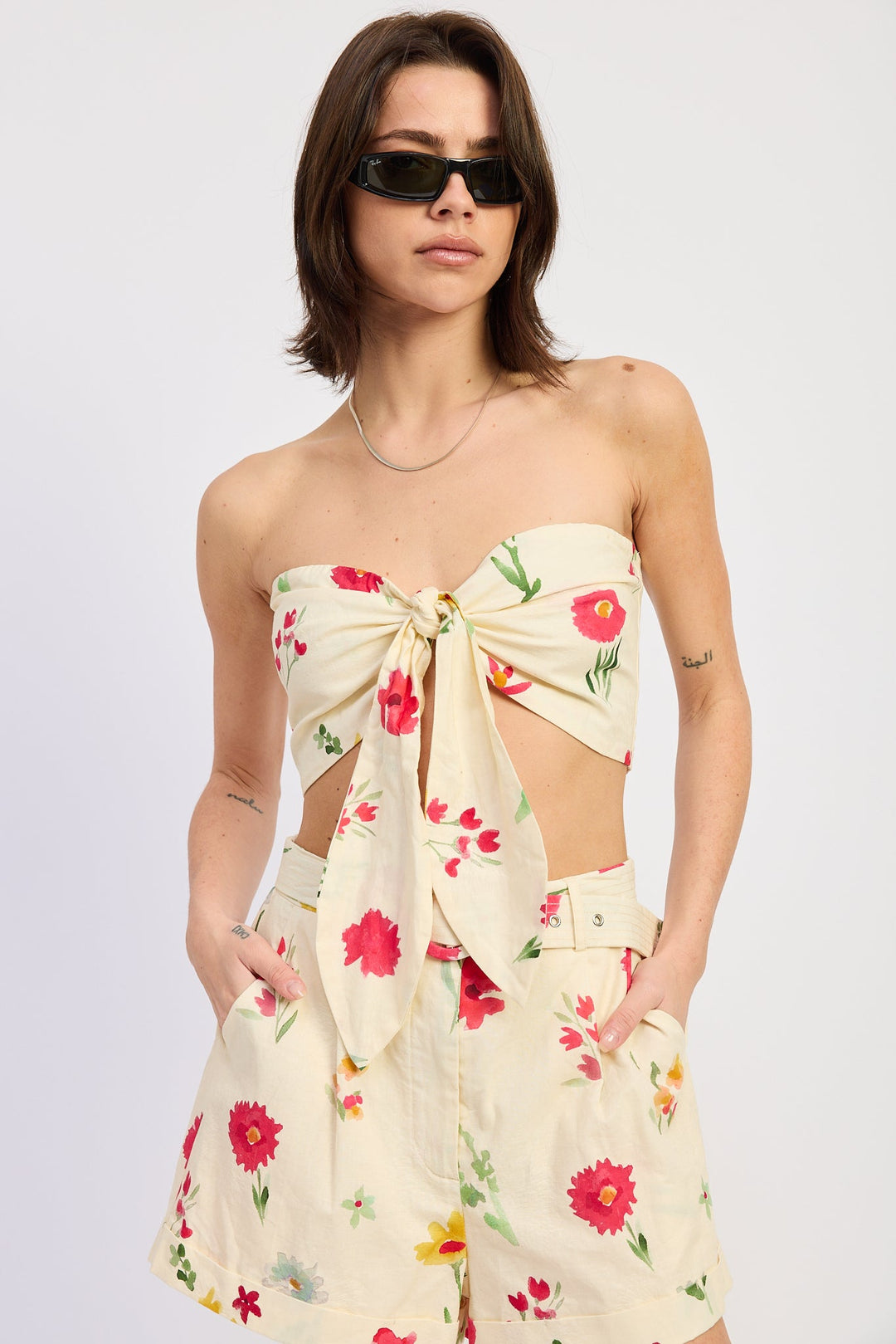 Ivory Multi Vionnet Tie Top