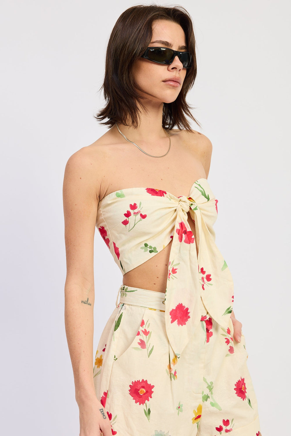 Ivory Multi Vionnet Tie Top