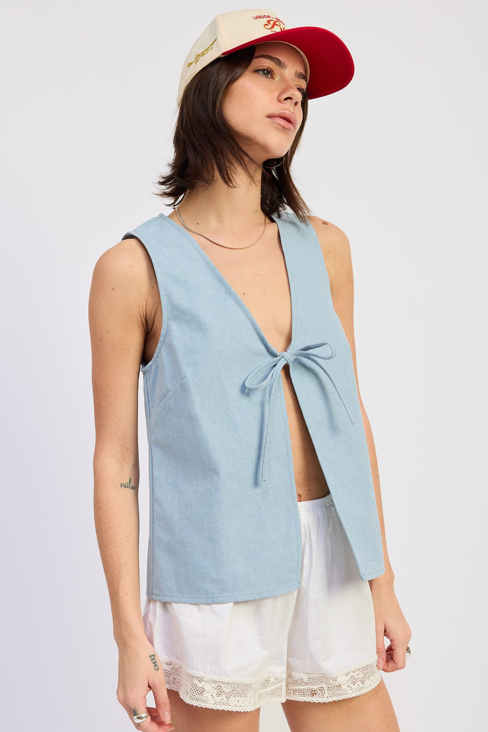 Washed Blue Nisa Vest Top