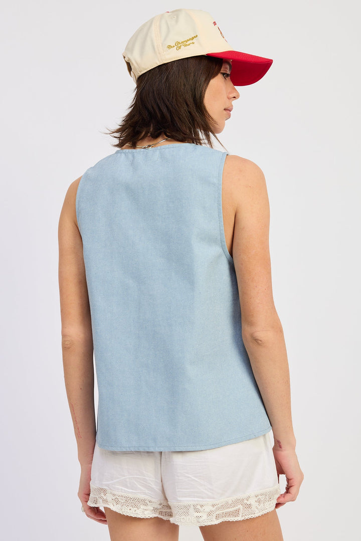 Washed Blue Nisa Vest Top