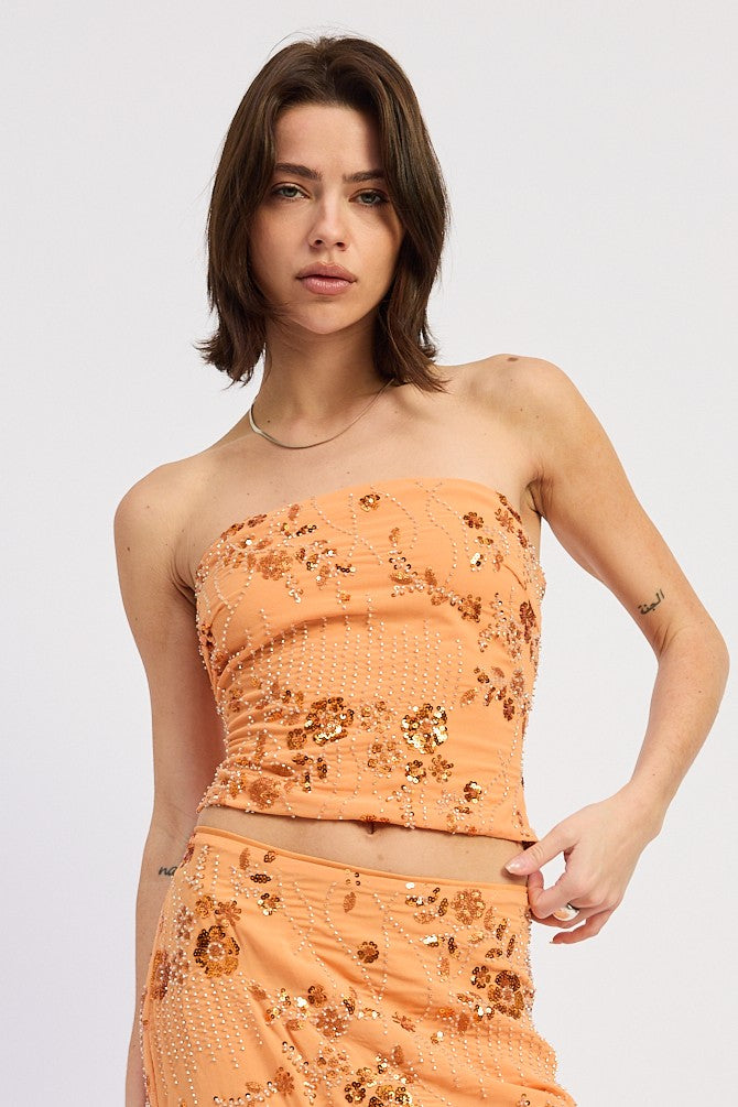 Orange Iris Tube Top