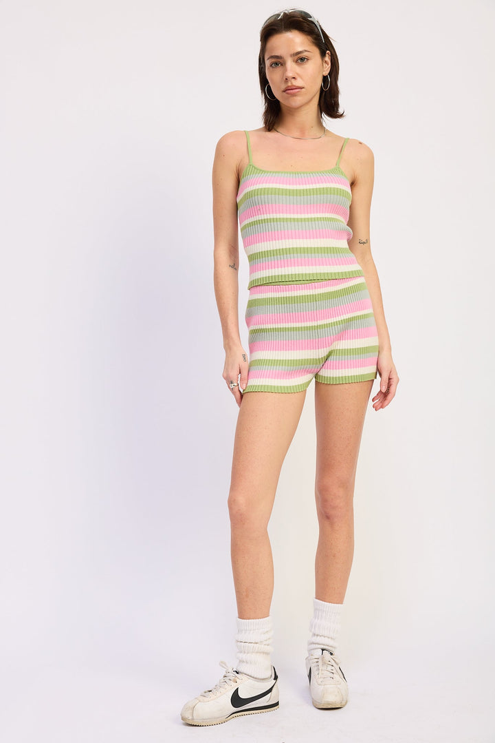 Lime Pink Multi Naomi Knit Shorts