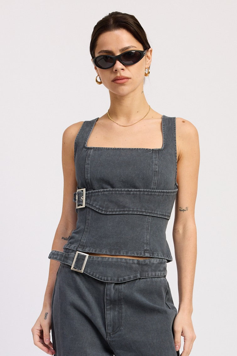 Washed Denim Celandine Top