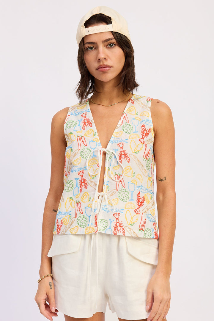 Ivory Multi Onira Vest Top