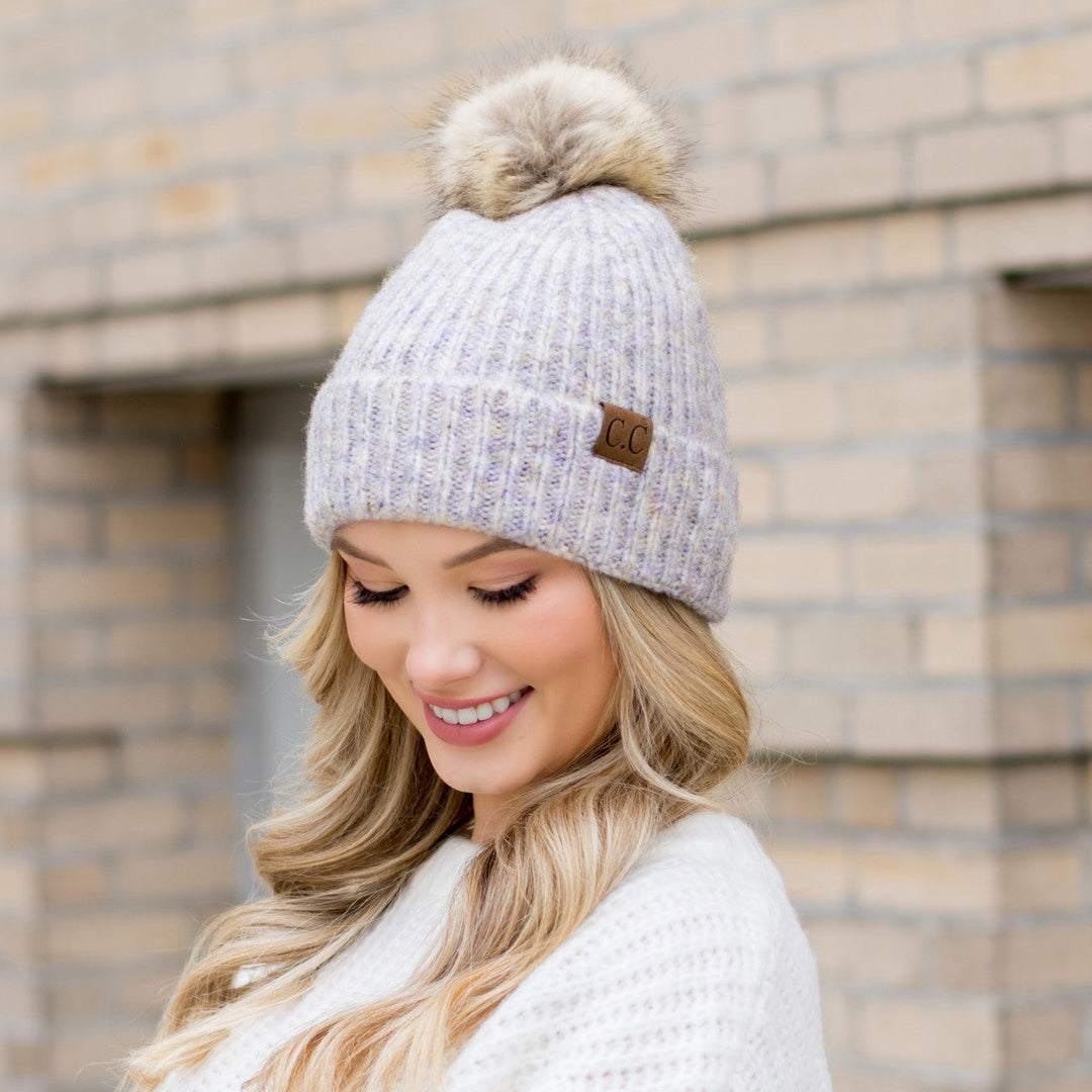 Oatmeal Multi C C® Cozy Marled Pom Beanie