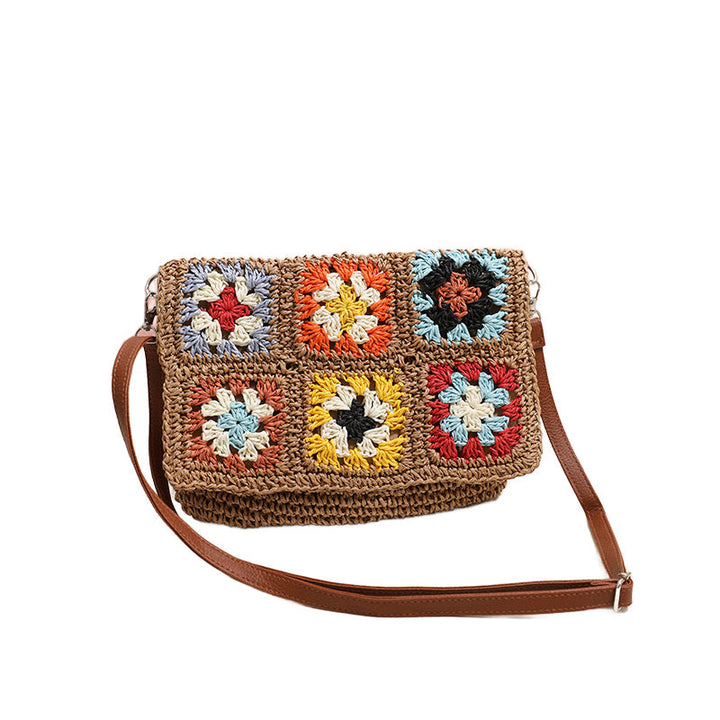 Sylvie Foldover Crochet Woven Crossbody 1