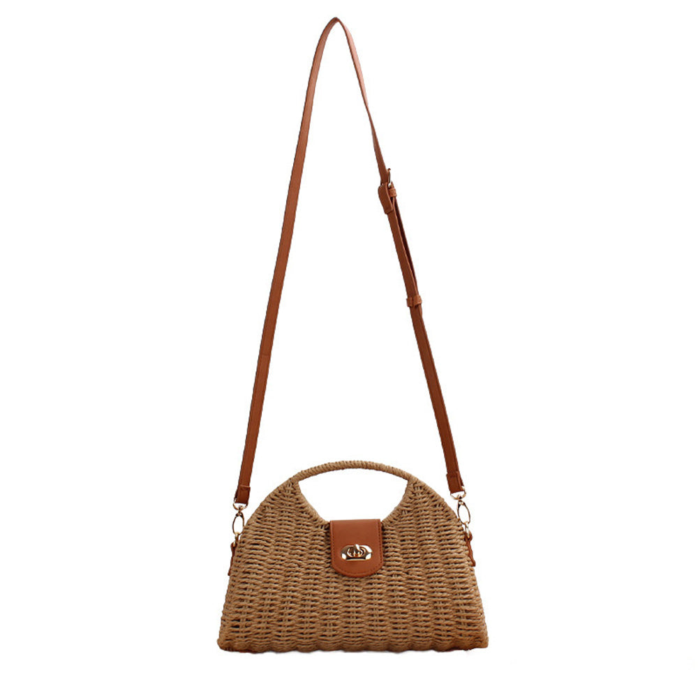 Stella Woven Straw Top Handle Crossbody Bag 1