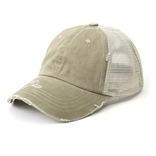 Distressed Messy Bun Hat Cap 1