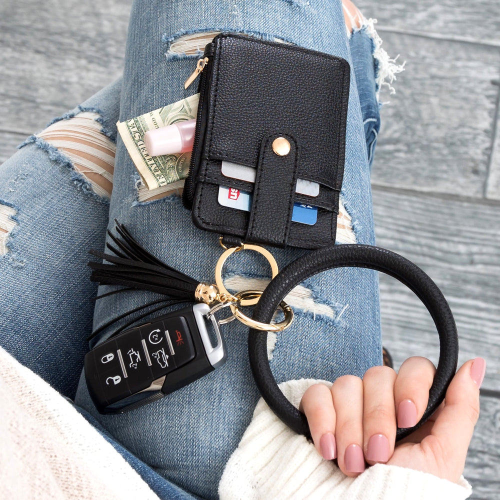 Blush Key Ring Id Wallet Zip Bracelet