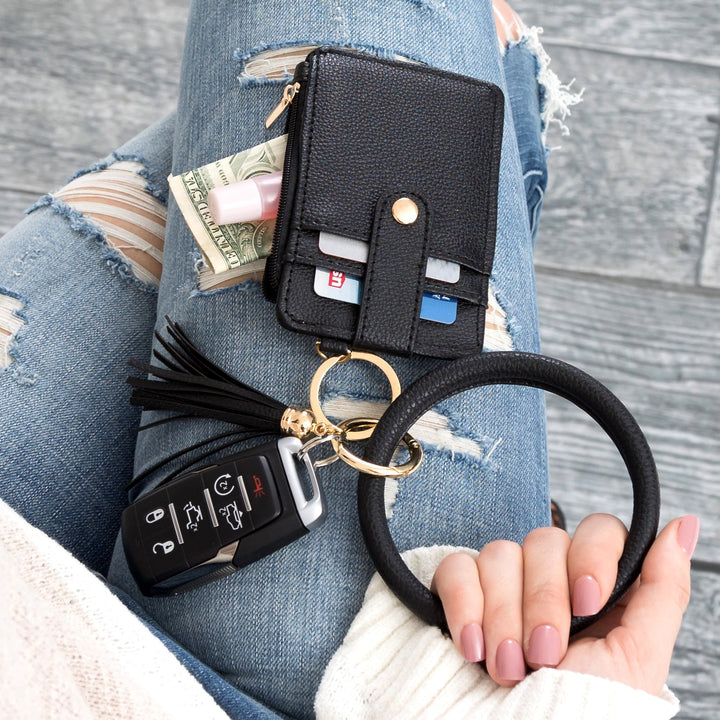 Blush Key Ring Id Wallet Zip Bracelet