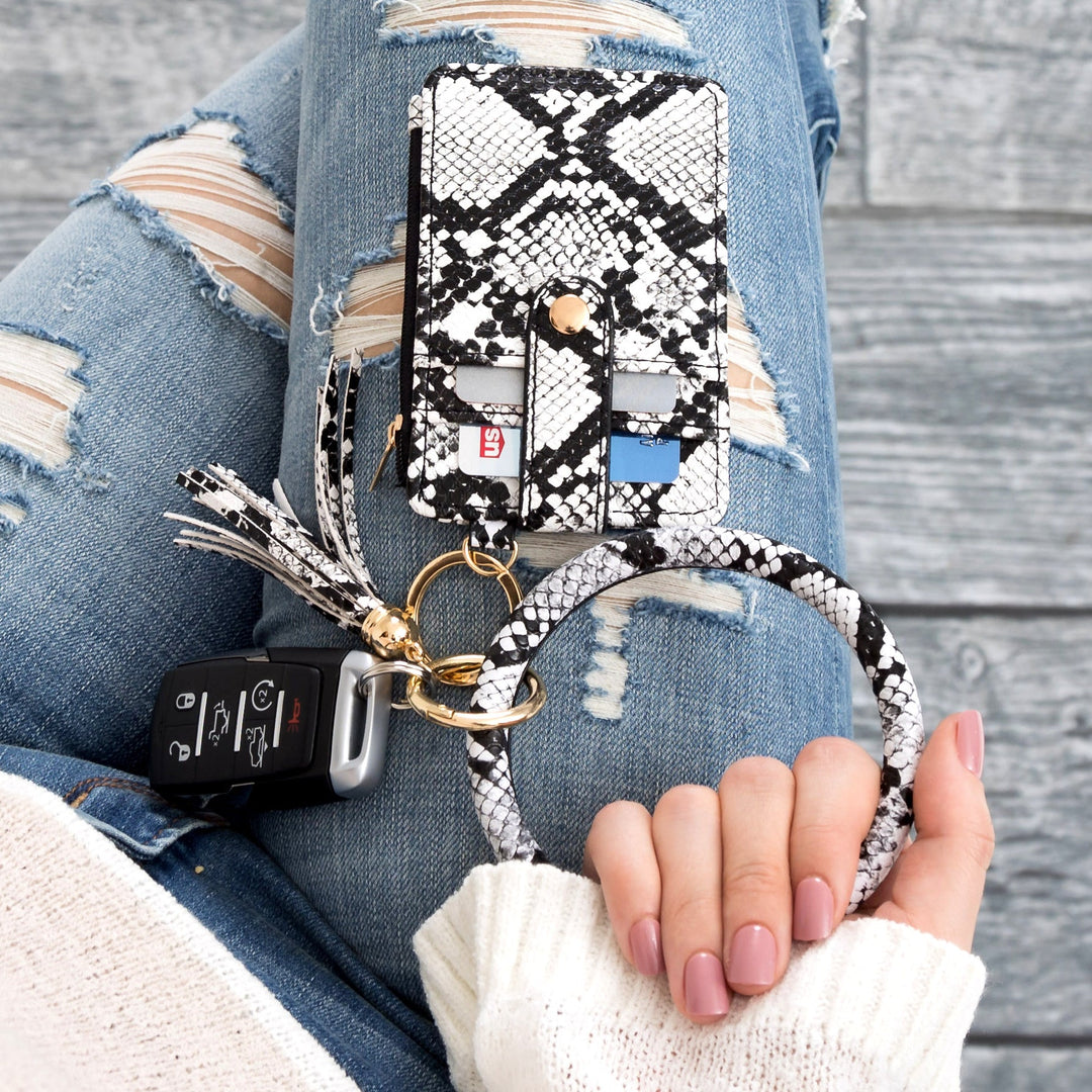 Marble Key Ring Id Wallet Zip Bracelet