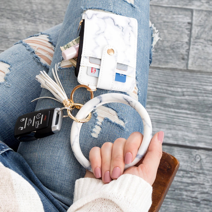 Cognac Key Ring Id Wallet Zip Bracelet