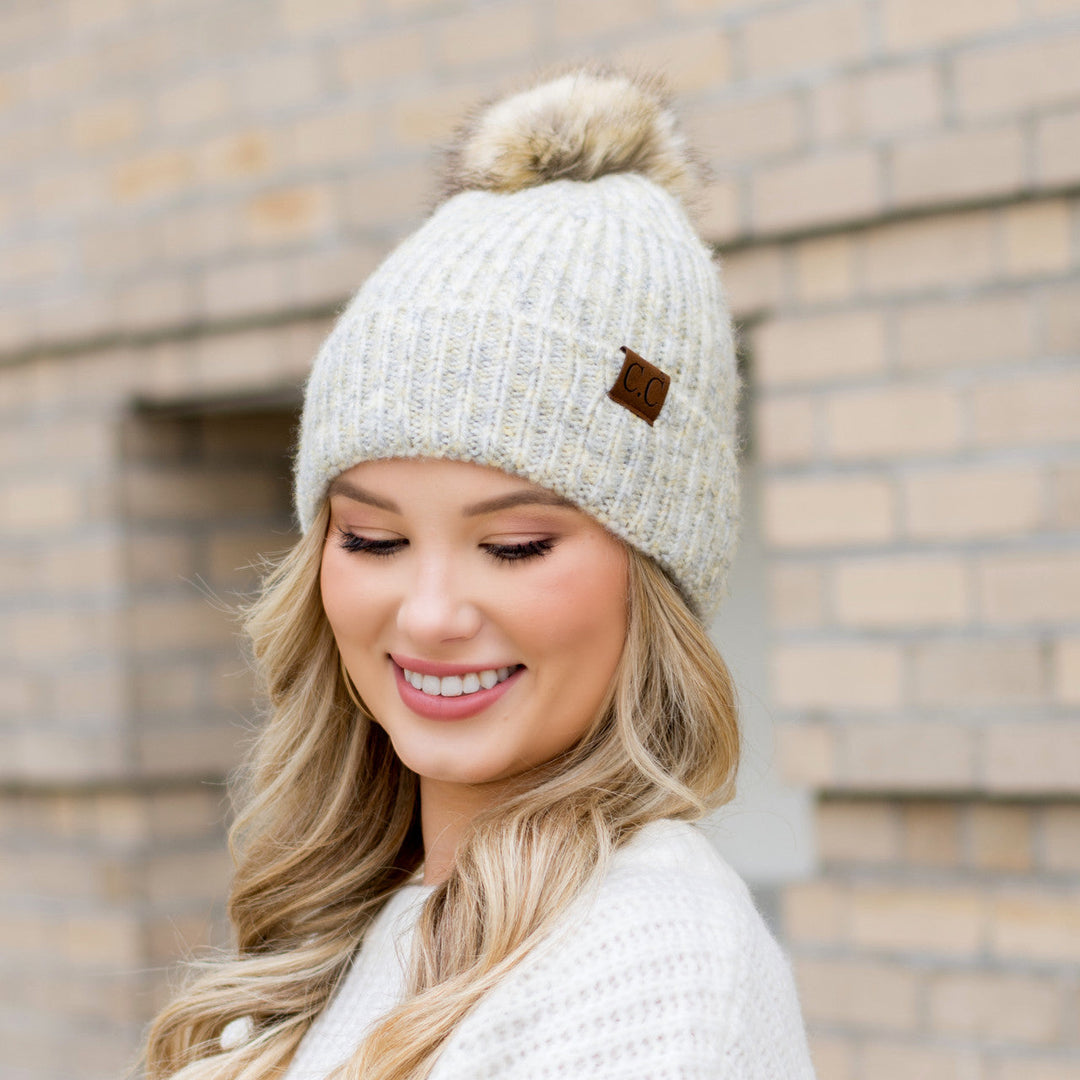 Melange Gray Multi C C® Cozy Marled Pom Beanie