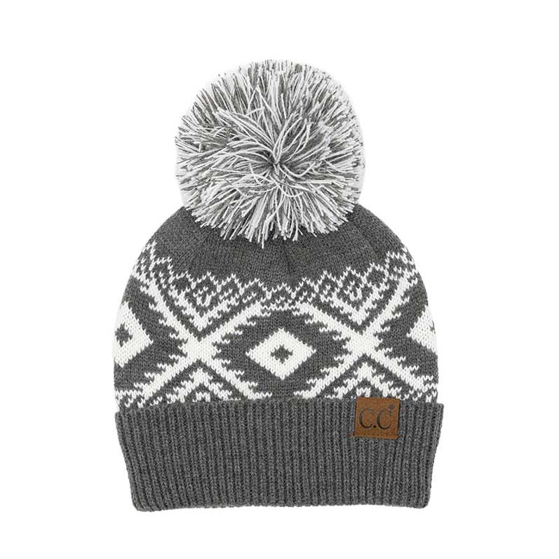 C C® Aztec Knit Pom Beanie Hat