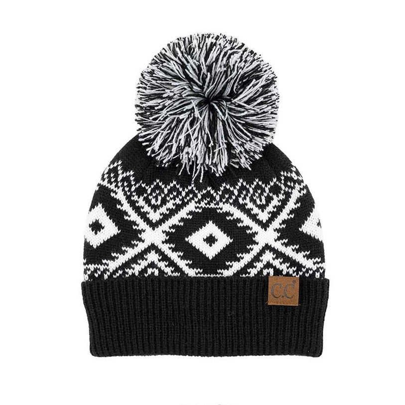 C C® Aztec Knit Pom Beanie Hat