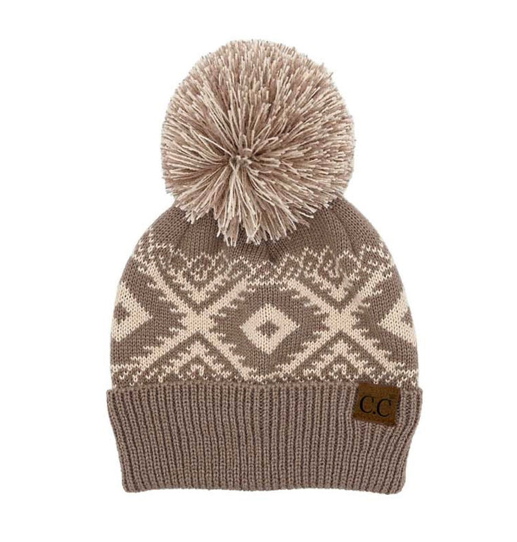 C C® Aztec Knit Pom Beanie Hat