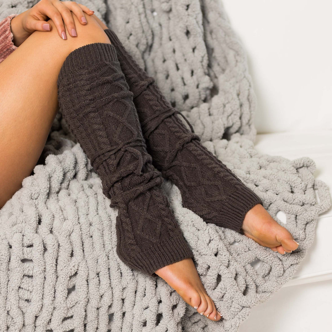Long Cable Knit Leg Warmer