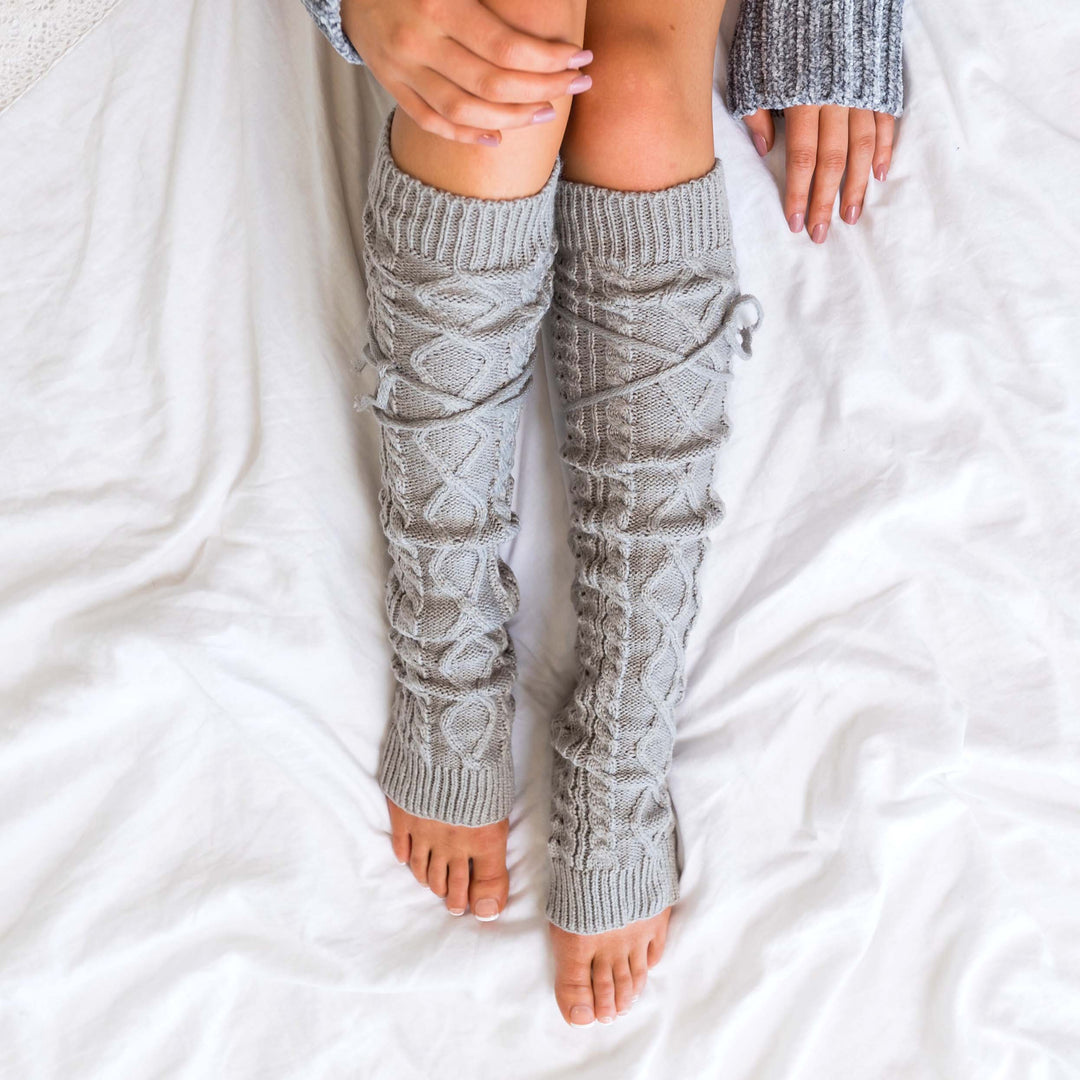 Long Cable Knit Leg Warmer