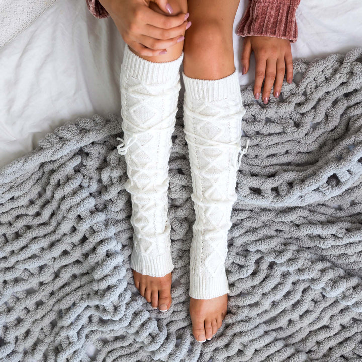 Long Cable Knit Leg Warmer