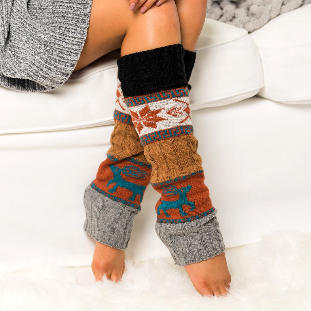 Black Nordic Snowflake Leg Warmer