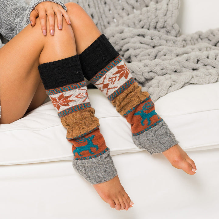 Hunter Green Nordic Snowflake Leg Warmer