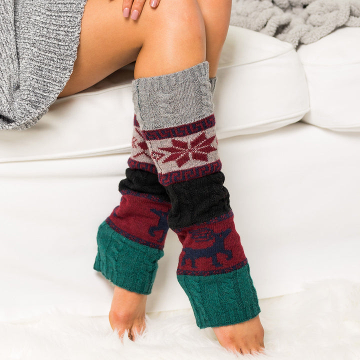 Taupe Nordic Snowflake Leg Warmer