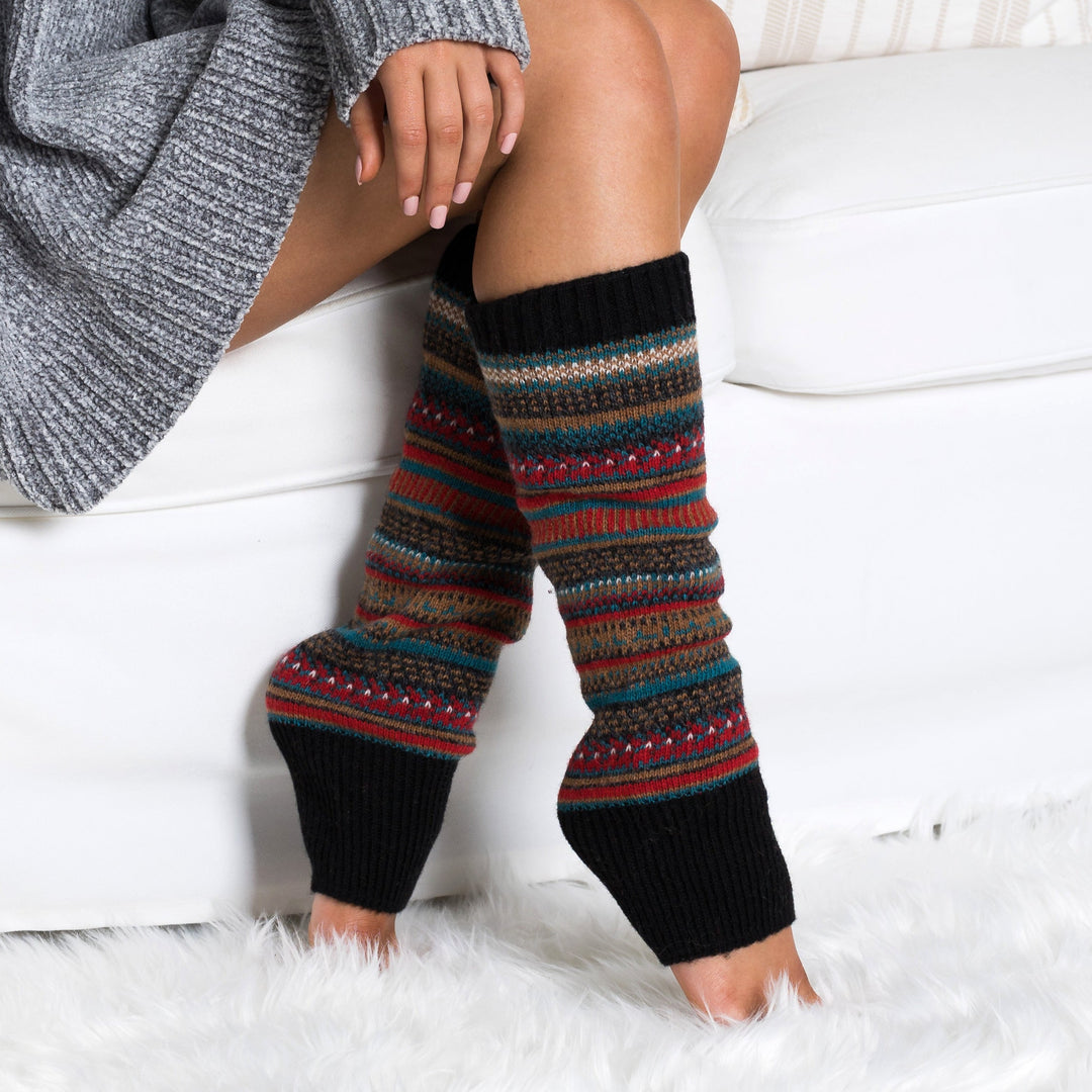 Wine Fairisle Leg Warmers