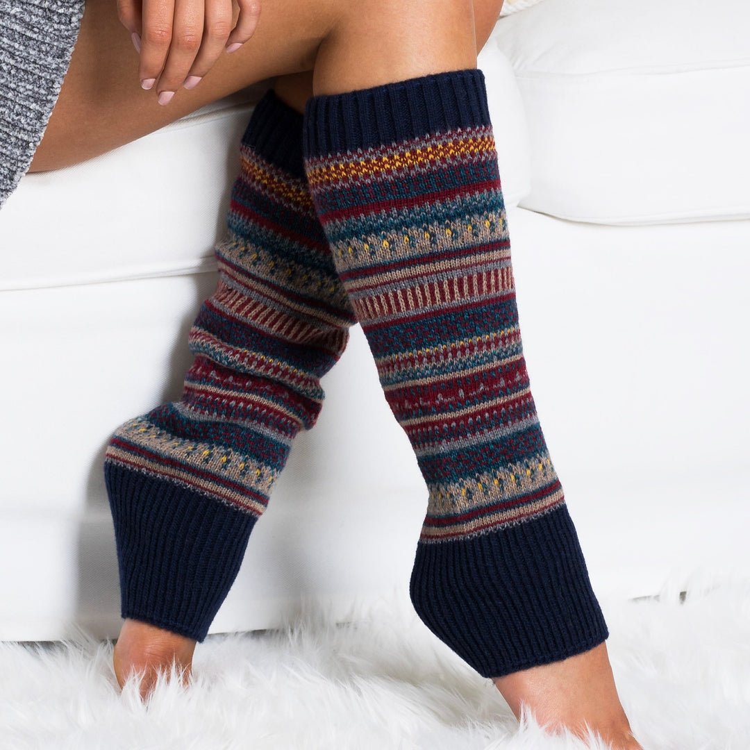 Taupe Fairisle Leg Warmers